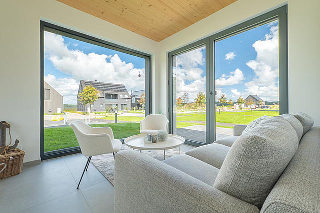 Ferienhaus kaufen Rügen Wohnzimmer Sofa