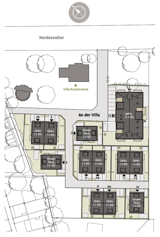 Sommerhus til salg Tossens North Sea Tideresort Situationsplan