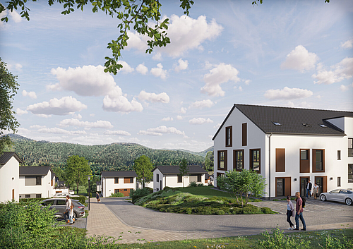 Wohnung Kauf 34549 Hemfurth am EderseeAußenansicht Mehrparteienhaus Blick nach Südosten